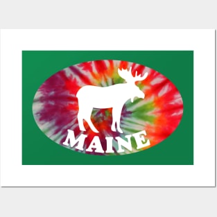 Maine Moose Tie Dye Posters and Art